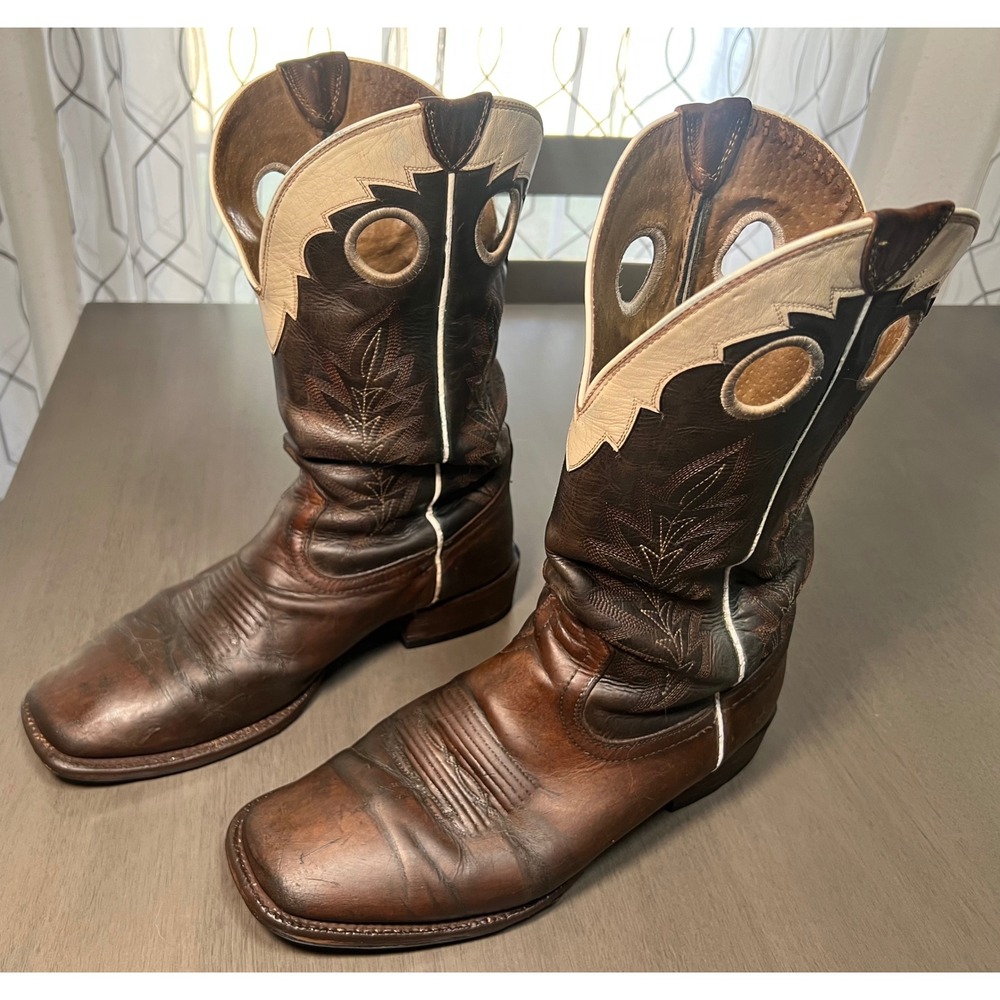 Ariat Mens 10029694 Brown Leather Square Toe Western Cowboy Boots Size 11.5 D